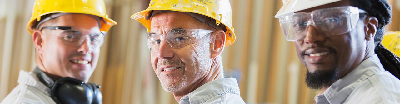 Men at work in hard hats