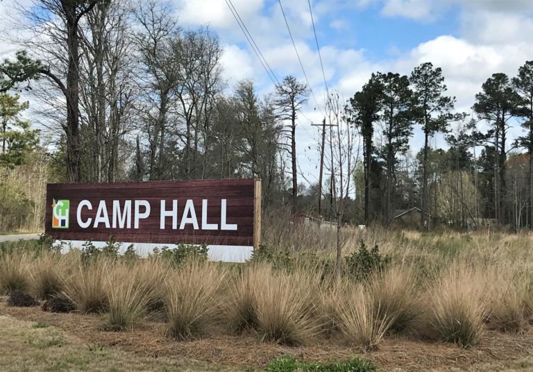 Camp hall sign