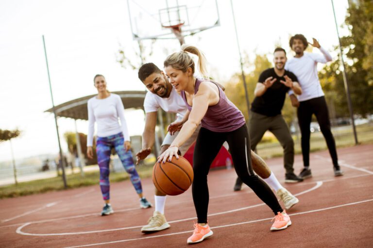 People playing basketball