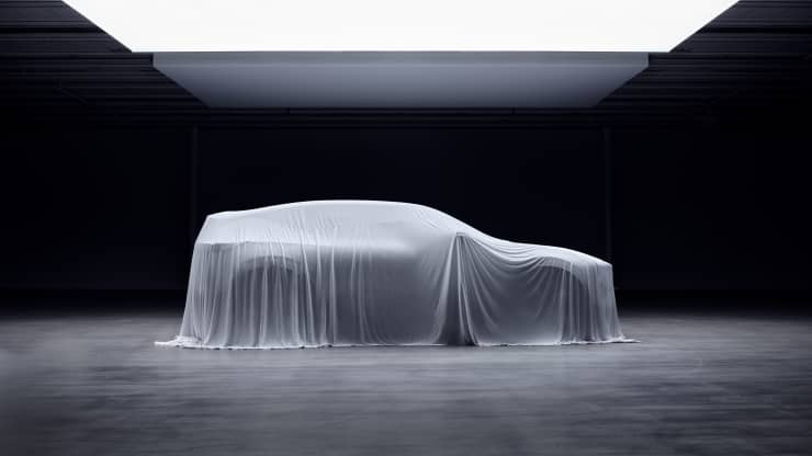 New Volvo under sheet for unveiling