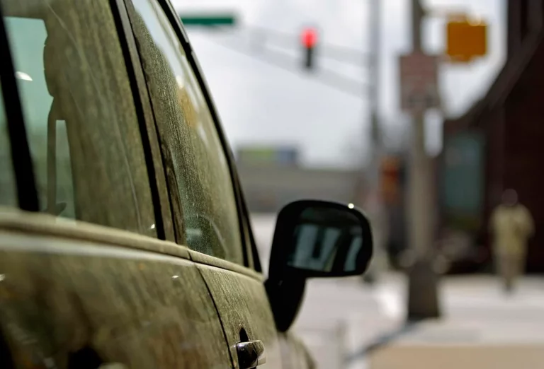 Close up of car's side mirror